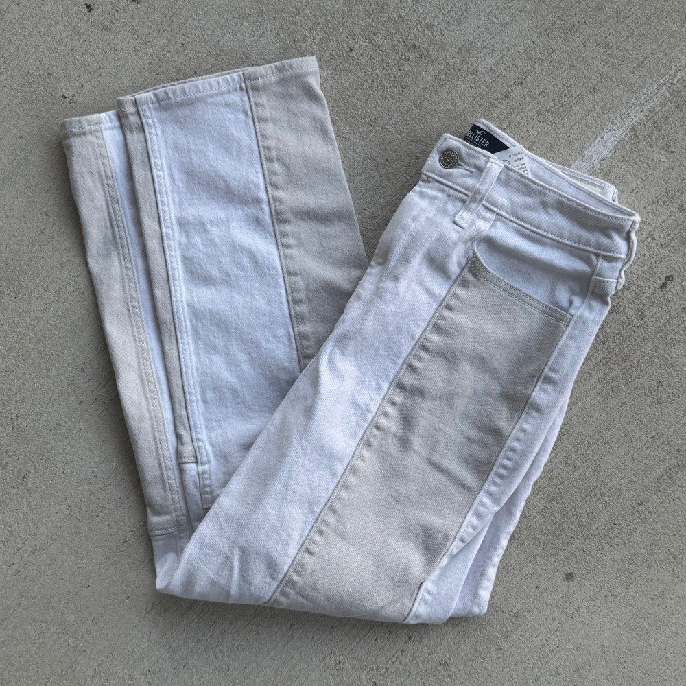 Hollister Ultra High-Rise Vintage Straight Jeans Women's 5R White Tan Y2k